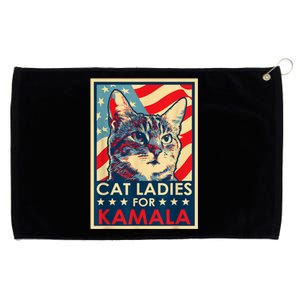 Cat Ladies For Kamala Funny Cat 2024 President Kamalaharris Grommeted Golf Towel