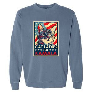 Cat Ladies For Kamala Funny Cat 2024 President Kamalaharris Garment-Dyed Sweatshirt