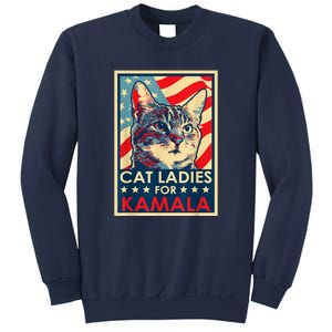 Cat Ladies For Kamala Funny Cat 2024 President Kamalaharris Sweatshirt