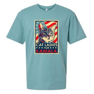 Cat Ladies For Kamala Funny Cat 2024 President Kamalaharris Sueded Cloud Jersey T-Shirt