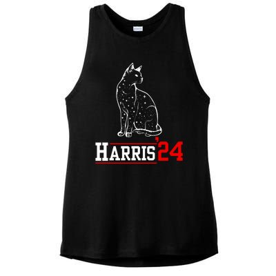 Cat Ladies For Kamala Funny Cat 2024 President Kamalaharris Ladies PosiCharge Tri-Blend Wicking Tank