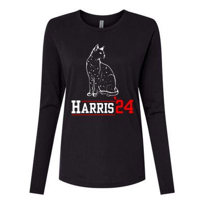 Cat Ladies For Kamala Funny Cat 2024 President Kamalaharris Womens Cotton Relaxed Long Sleeve T-Shirt