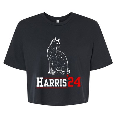 Cat Ladies For Kamala Funny Cat 2024 President Kamalaharris Bella+Canvas Jersey Crop Tee