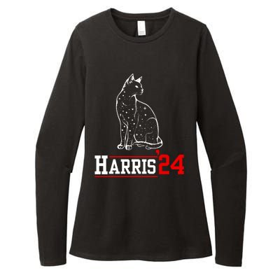 Cat Ladies For Kamala Funny Cat 2024 President Kamalaharris Womens CVC Long Sleeve Shirt