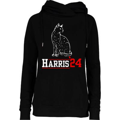 Cat Ladies For Kamala Funny Cat 2024 President Kamalaharris Womens Funnel Neck Pullover Hood