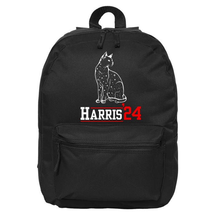 Cat Ladies For Kamala Funny Cat 2024 President Kamalaharris 16 in Basic Backpack