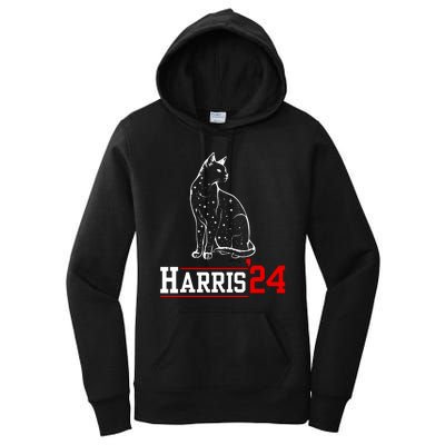 Cat Ladies For Kamala Funny Cat 2024 President Kamalaharris Women's Pullover Hoodie