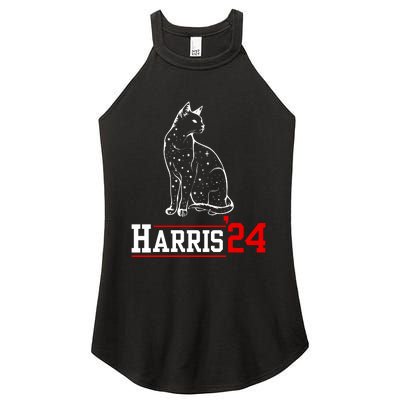 Cat Ladies For Kamala Funny Cat 2024 President Kamalaharris Women’s Perfect Tri Rocker Tank