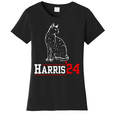 Cat Ladies For Kamala Funny Cat 2024 President Kamalaharris Women's T-Shirt