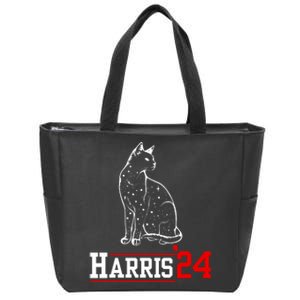 Cat Ladies For Kamala Funny Cat 2024 President Kamalaharris Zip Tote Bag