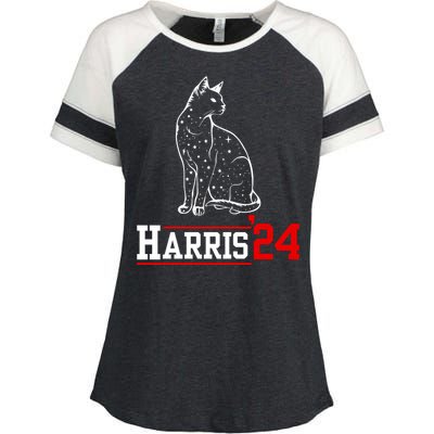 Cat Ladies For Kamala Funny Cat 2024 President Kamalaharris Enza Ladies Jersey Colorblock Tee