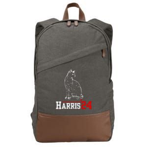 Cat Ladies For Kamala Funny Cat 2024 President Kamalaharris Cotton Canvas Backpack