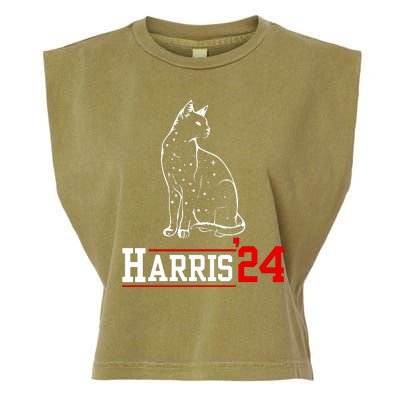 Cat Ladies For Kamala Funny Cat 2024 President Kamalaharris Garment-Dyed Women's Muscle Tee