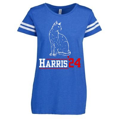 Cat Ladies For Kamala Funny Cat 2024 President Kamalaharris Enza Ladies Jersey Football T-Shirt