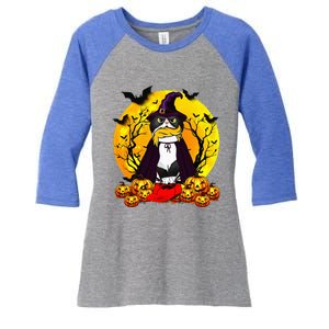 Cat Ladies For Kamala Harris Halloween Pumpkin Women's Tri-Blend 3/4-Sleeve Raglan Shirt