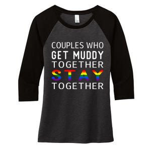 Couples LGBT Flag Mud Run Group Team ATV Race Women's Tri-Blend 3/4-Sleeve Raglan Shirt