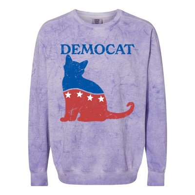 Cat Ladies For Kamala Funny Democat President Kamala Harris Funny Gift Colorblast Crewneck Sweatshirt