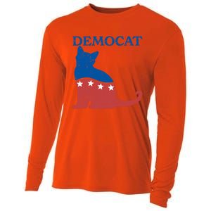 Cat Ladies For Kamala Funny Democat President Kamala Harris Funny Gift Cooling Performance Long Sleeve Crew