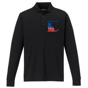 Cat Ladies For Kamala Funny Democat President Kamala Harris Funny Gift Performance Long Sleeve Polo