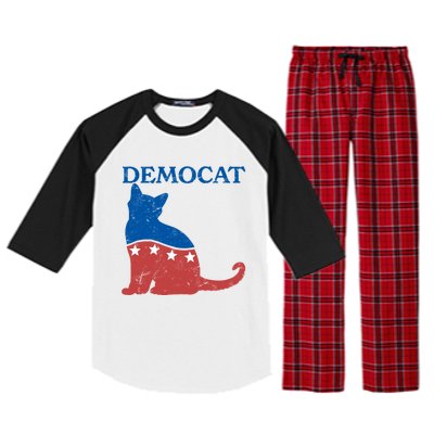 Cat Ladies For Kamala Funny Democat President Kamala Harris Funny Gift Raglan Sleeve Pajama Set