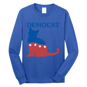 Cat Ladies For Kamala Funny Democat President Kamala Harris Funny Gift Long Sleeve Shirt