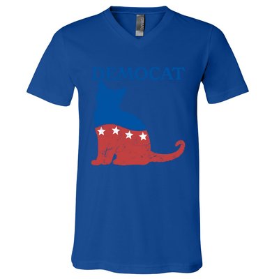 Cat Ladies For Kamala Funny Democat President Kamala Harris Funny Gift V-Neck T-Shirt