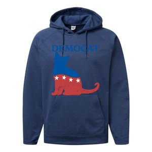 Cat Ladies For Kamala Funny Democat President Kamala Harris Funny Gift Performance Fleece Hoodie