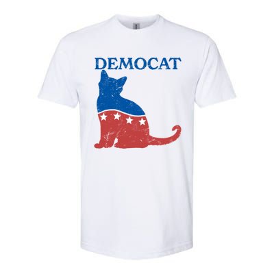 Cat Ladies For Kamala Funny Democat President Kamala Harris Funny Gift Softstyle CVC T-Shirt