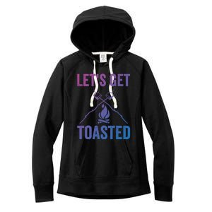 Cute Lets Get Toasted Funny Camping Gift Humor Camp Smores Gift Women's Fleece Hoodie