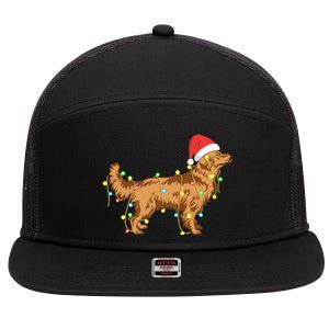 Christmas Lights Golden Retriever Dog Lover Funny Gift 7 Panel Mesh Trucker Snapback Hat