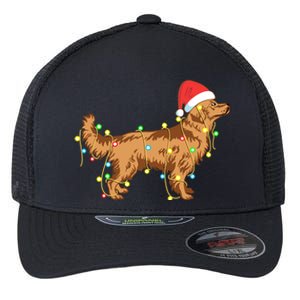 Christmas Lights Golden Retriever Dog Lover Funny Gift Flexfit Unipanel Trucker Cap