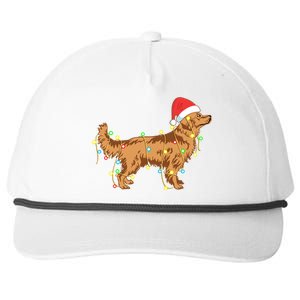 Christmas Lights Golden Retriever Dog Lover Funny Gift Snapback Five-Panel Rope Hat