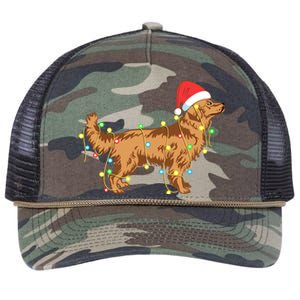 Christmas Lights Golden Retriever Dog Lover Funny Gift Retro Rope Trucker Hat Cap