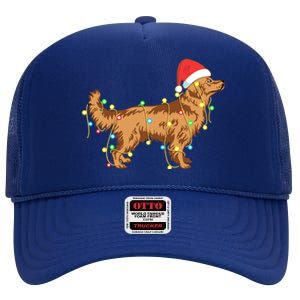 Christmas Lights Golden Retriever Dog Lover Funny Gift High Crown Mesh Back Trucker Hat