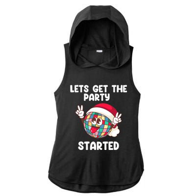 Christmas Lets Get The Party Started Holiday Festivities Cute Gift Ladies PosiCharge Tri-Blend Wicking Draft Hoodie Tank