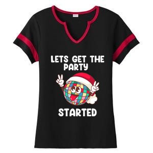 Christmas Lets Get The Party Started Holiday Festivities Cute Gift Ladies Halftime Notch Neck Tee