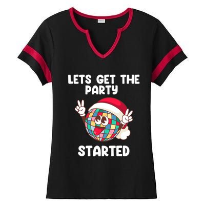 Christmas Lets Get The Party Started Holiday Festivities Cute Gift Ladies Halftime Notch Neck Tee