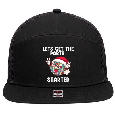 Christmas Lets Get The Party Started Holiday Festivities Cute Gift 7 Panel Mesh Trucker Snapback Hat