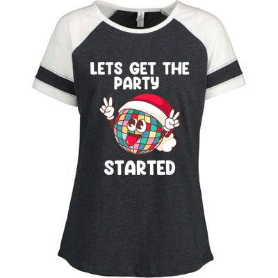 Christmas Lets Get The Party Started Holiday Festivities Cute Gift Enza Ladies Jersey Colorblock Tee