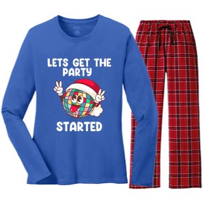 Christmas Lets Get The Party Started Holiday Festivities Cute Gift Women's Long Sleeve Flannel Pajama Set 