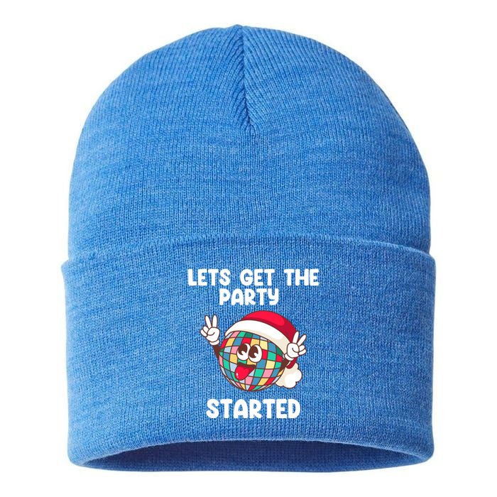 Christmas Lets Get The Party Started Holiday Festivities Cute Gift Sustainable Knit Beanie