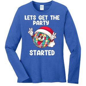 Christmas Lets Get The Party Started Holiday Festivities Cute Gift Ladies Long Sleeve Shirt