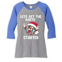 Christmas Lets Get The Party Started Holiday Festivities Cute Gift Women's Tri-Blend 3/4-Sleeve Raglan Shirt