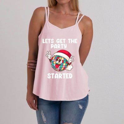 Christmas Lets Get The Party Started Holiday Festivities Cute Gift Women's Strappy Tank