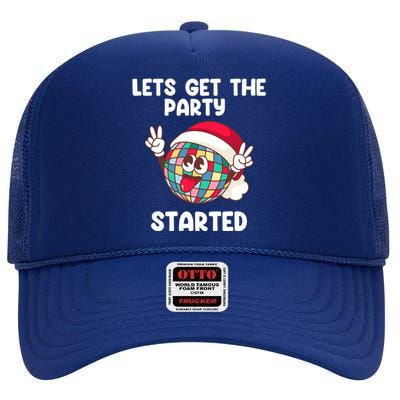 Christmas Lets Get The Party Started Holiday Festivities Cute Gift High Crown Mesh Back Trucker Hat