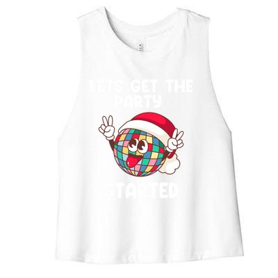 Christmas Lets Get The Party Started Holiday Festivities Cute Gift Women's Racerback Cropped Tank