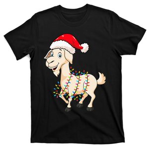 Christmas Lights Goat Wearing Xmas Hat Farmer Goat Lover T-Shirt