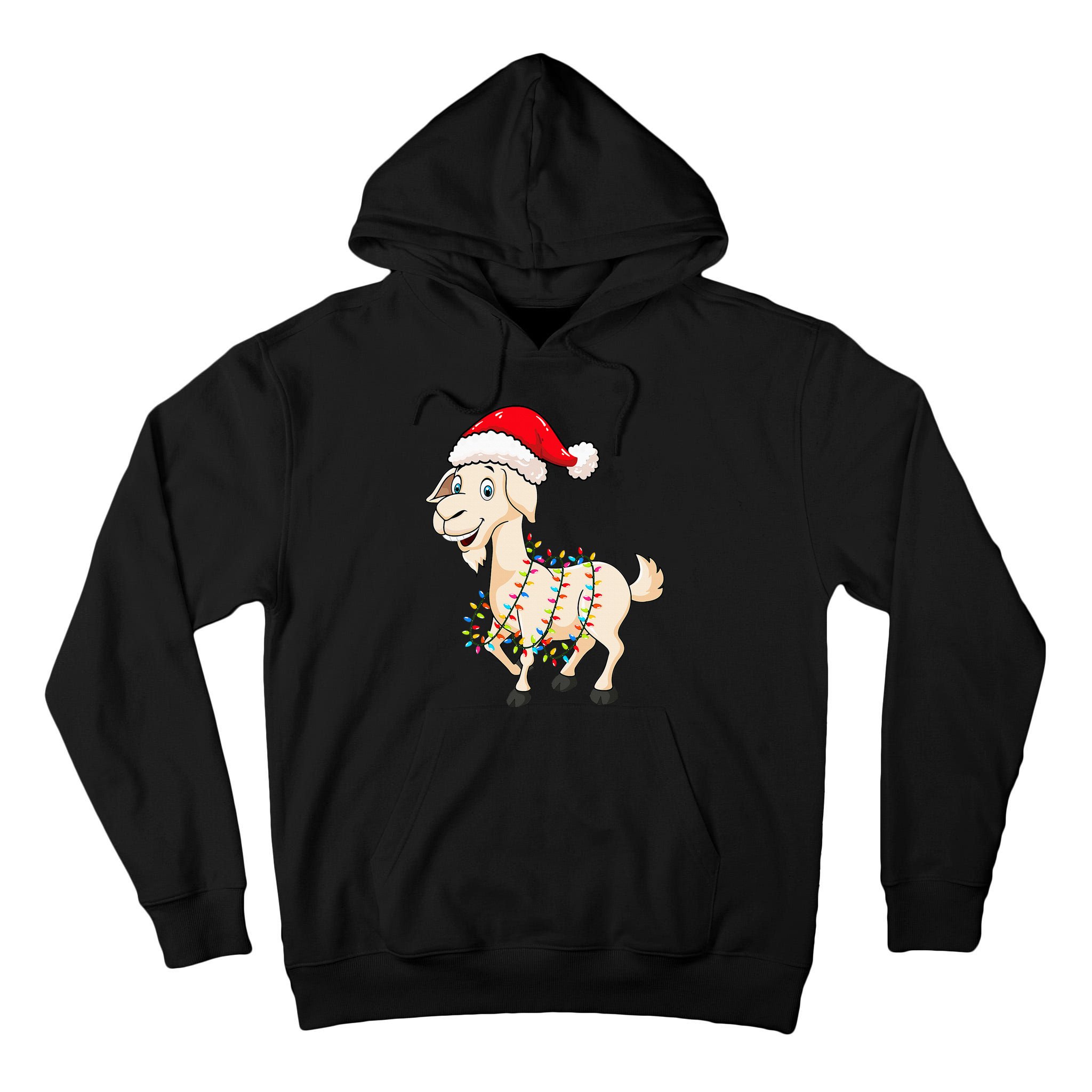 Christmas Lights Goat Wearing Xmas Hat Farmer Goat Lover Tall Hoodie