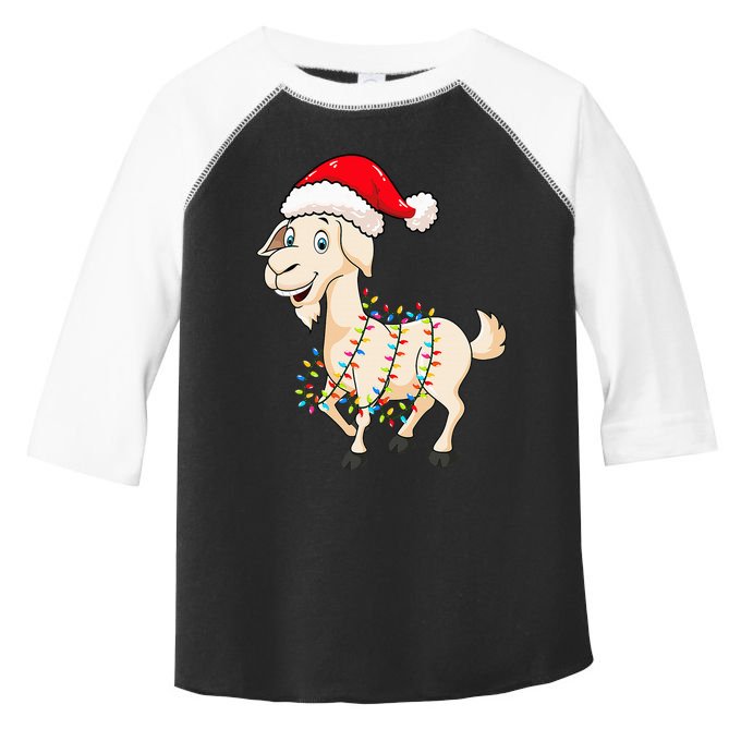 Christmas Lights Goat Wearing Xmas Hat Farmer Goat Lover Toddler Fine Jersey T-Shirt