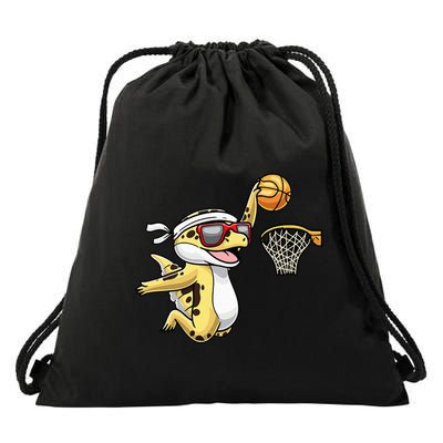 Common Leopard Gecko Playing Basketball Reptile Lizard Drawstring Bag